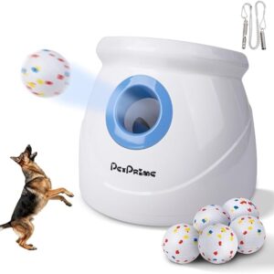 Pet Prime Upgrade Large Automatic Ball Launcher for Dogs, Interactive Ball Throwing Machine for Large Dogs with Range of 3 to 20 Metres, with 6 x 6.35 cm ETPU Balls and