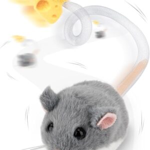 Migipaws Interactive Cat Toy, Electric Rolling Migim Mouse with Wiggling Tail