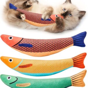 Potaroma Cat Toy Set, 3 Fish Kicker with Catnip